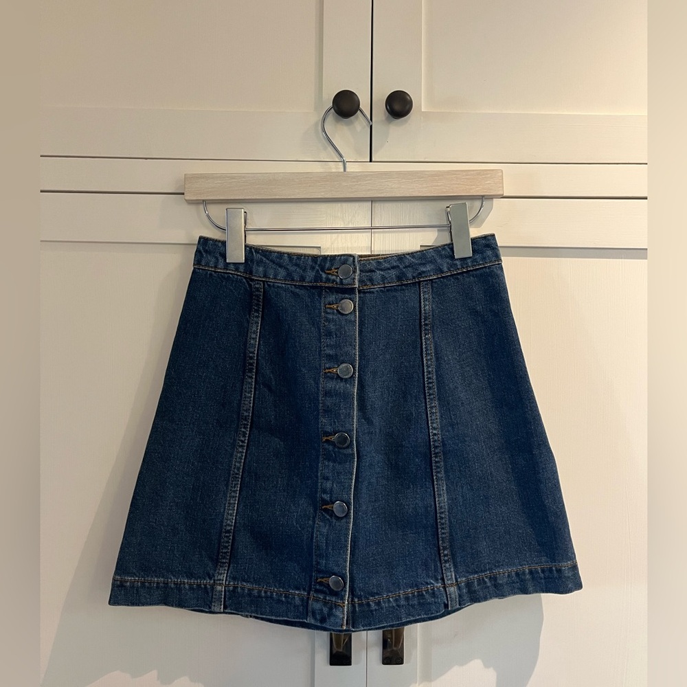Topshop Button Down Denim Mini Skirt